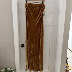 NWT $348 Reformation Sylvania Velvet Dress Gold XL Petite Strapless Maxi Gown